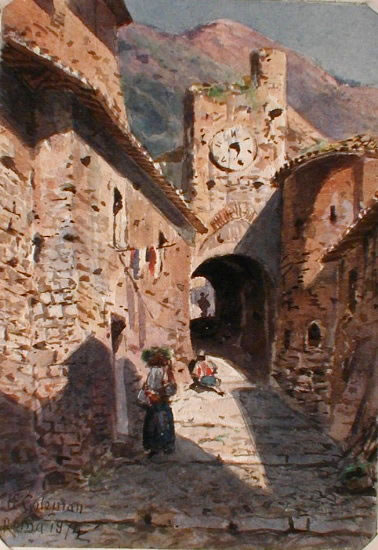 Cineto Romano: la Porta in un dipinto del 1874 di Enrico Coleman (1846 - 1911)