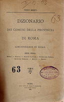Il frontespizio del "Dizionario dei Comuni della Provincia di Roma", di Tito Berti (1882).