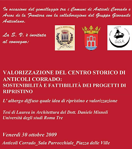 Anticoli Corrado, venerd 30 ottobre 2009: presentazione della tesi di laurea del dottor Daniele Misnoli.