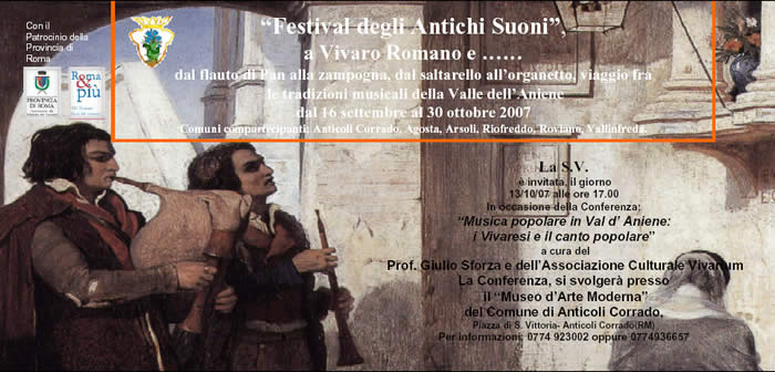 La Musica e il Canto popolare nella Valle dellAniene.