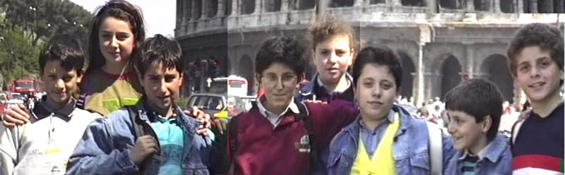 Luca, Barbara, Daniele, Massimiliano, Katia, Mirko, Michele e Danilo a Roma, mercoled 15 maggio 1991.