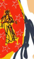 "Volti" di Eclario Barone. "Volto blu su rosso e Stelle", particolare.