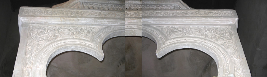 50. S. Maria in valle Porclaneta: larchitrave del ciborio (composizione di tre immagini).