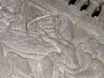 41. S. Maria in valle Porclaneta: bassorilievi dellambone. Giona ingoiato dalla balena (particolare).