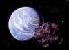 Un asteroide si avvicina alla Terra (Immagine di David A. Hardy)