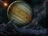 Giove visto da un satellite (Immagine di David A. Hardy)
