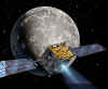 Una sonda in vista della Luna (Immagine di David A. Hardy)