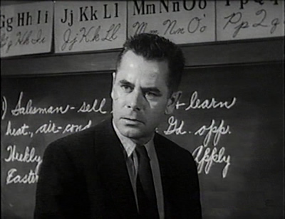 Glenn Ford  Rick Dadier ne "Il Seme della Violenza" ("Blackboard jungle", 1955) di Richard Brooks, con Anne Francis, Sidney Poitier, Louis Calhern, Margaret Hayes e Paul Mazursky. Non un film eccelso, ma il primo della storia del Cinema in cui si ascolta musica rock.