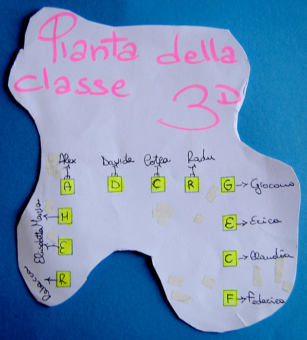 88/1000, "Pianta autografa della Classe 2010 - 2013 per il prof. Scialanca". Anticoli Corrado, a. s. 2012 - 2013.