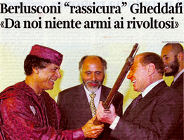 28 ottobre 2002: primo incontro tra il Berlusconi e il Gheddafi.