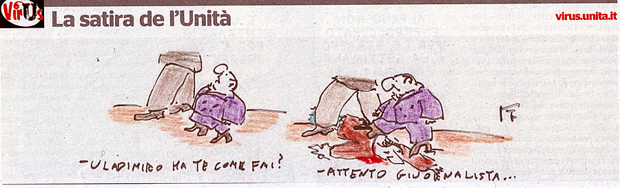 Putin e Berlusconi secondo "L'Unit" di domenica 9 ottobre 2011.