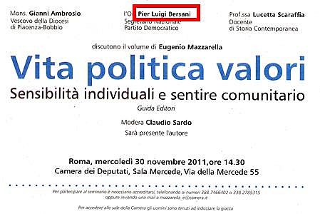 Pier Luigi Bersani e Lucetta Scaraffia (editorialista de "L'Osservatore romano") su "L'Unit" di mercoled 30 novembre 2011. Commento di ScuolAnticoli: no comment, in attesa che l'eccelsa strategia bersaniana e l'eccelsa sua tattica ci siano un giorno rivelate.
