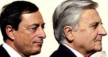 Per la serie "Cresciuti alla scuola della dissimulazione gesuitica che nondimeno talvolta si tradiscono": Mario Draghi (con Jean-Claude Trichet).