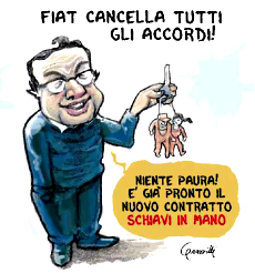 Per la serie "Che il non portare giacca e cravatta sia segno di disprezzo per gli interlocutori?": Sergio Marchionne. (Caricatura tratta da "Segnalazioni").