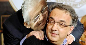 Per la serie "Non importa di che colore  il gatto, basta che acchiappi la Fiom": il Marchionne del Berlusconi e il Marchionne del Monti.