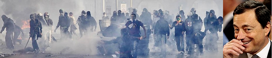Per la serie "Tirare il sasso e nascondere la mano": Gli scontri di oggi a Roma e Mario Draghi, oligarca finanziario dalla parte dei giovani.