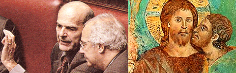 Per la serie "Il bacio di Giuda": Pier Luigi Bersani e Walter Veltroni.