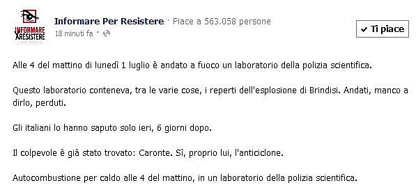 Siamo sicuri di sapere tutto sull'attentato di Brindisi? (Da Informare per resistere, luned 9 luglio 2012).