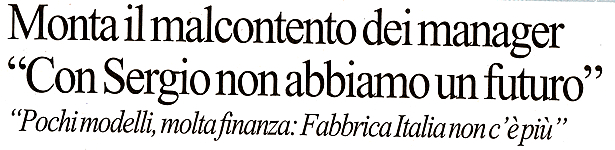 Sergio Marchionne, paladino della libert dei cosiddetti "mercati"... ma solo finch i cosiddetti "mercati" erano con lui contro i Lavoratori e contro i Diritti umani. E i cosiddetti "manager" del Marchionne, ma non tutti: gli imbecilli del "mors tua vita mea", che (sostenuti dai finti sinistri Chiamparino e Fassino) deliravano di poter salvare s stessi buttando a mare i Lavoratori.