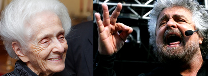 Per la serie "La Bella e la Bestia": la signora professoressa Rita Levi Montalcini e il Grillo.