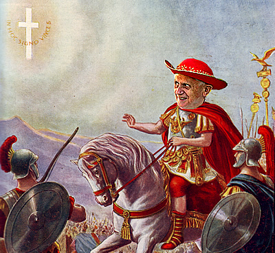 Per la serie "In hoc signo vinces": Benedetto-Costantino XVI, papa guerrafondaio.