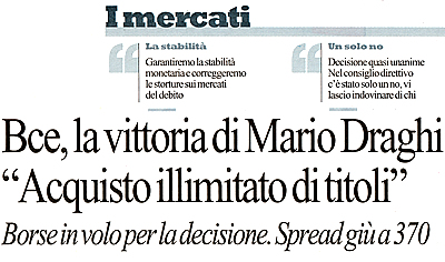 Titolo de "La Repubblica" di venerd 7 settembre 2012.