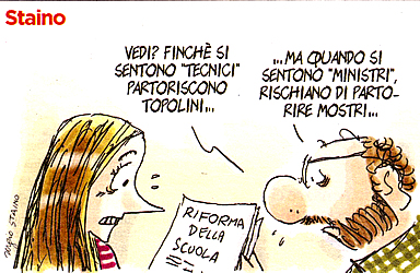 Per la serie "Smascherato in poco pi di sei mesi": il fu-sobrio e fu-tecnico Profumo visto da Staino su L'Unit di luned 4 giugno 2012.