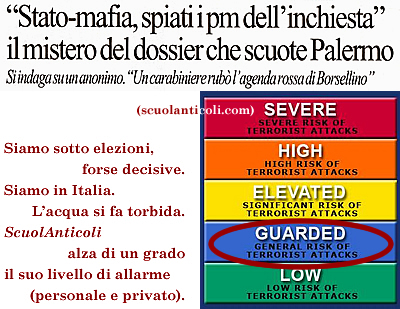 Siamo sotto elezioni, forse decisive. Siamo in Italia. L'acqua si fa torbida. ScuolAnticoli alza di un grado il suo livello di allarme (personale e privato).