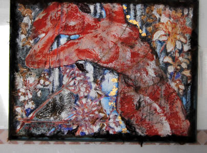Birgitt Shola Starp - 6. "When memories fall on me like so many unlit stars", 2010 - Mixed media, metal wire, hair on canvas