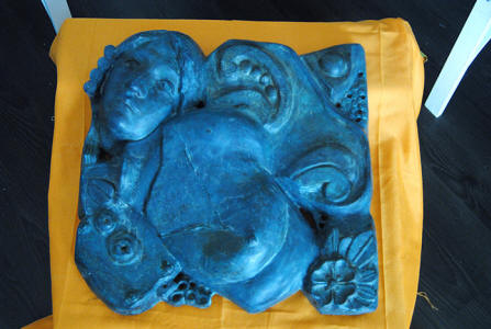 Birgitt Shola Starp - 10. "The cracks are where the light comes in", 2010-2012 - Patinated kremenit, tar and copper sulphate