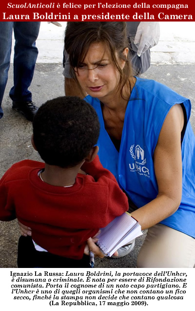 ScuolAnticoli  felice per l'elezione della compagna Laura Boldrini a presidente della Camera.