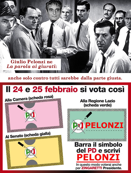 Giulio Pelonzi ne "La parola ai giurati": anche solo contro tutti sarebbe dalla parte giusta.