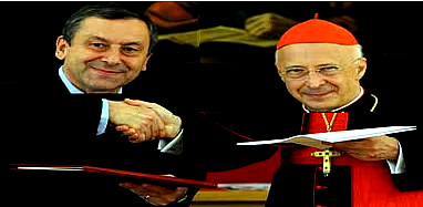 Per la serie "Intrecci non meno squallidi che mostruosi": il Profumo servo delle banche e del Vaticano intento ad avvilupparsi al Bagnasco.
