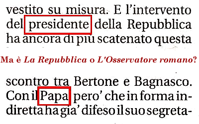 Dove crede di scrivere il Tito Claudio? Su "La Repubblica" o su "L'Osservatore romano"?