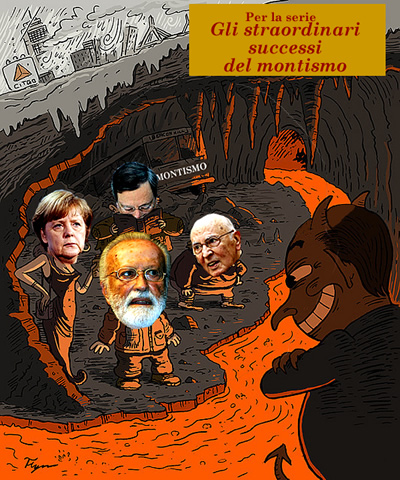 Per la serie "Gli straordinari successi del montismo": il ritorno di Berlusconi.