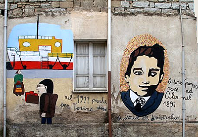 Antonio Gramsci sull'immaginazione e la fantasia. (Nella foto: Orgosolo, via Antonio Gramsci, dipinto murale). (Venerd 27 dicembre 2013. Luigi Scialanca, scuolanticoli@katamail.com).