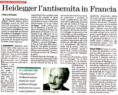 Il razzista e nazista Martin Heidegger