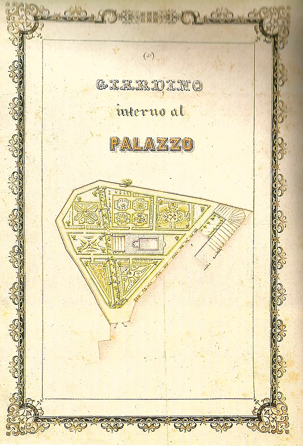 31. Giardino interno del Palazzo, tavola sciolta da volume non identificato. Roma, archivio Enrico Gaudenzi. (Da Un paese immaginario: Anticoli Corrado, a cura di Umberto Parricchi, Roma, 1984, Istituto Poligrafico e Zecca dello Stato / Libreria dello Stato, tavola 83).