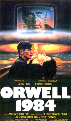 Il manifesto originale di "1984" (1984), film di Michael Radford con John Hurt, Suzanna Hamilton, Richard Burton e Cyril Cusack.