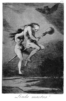 Francisco Goya (1746 - 1828), "Los Caprichos": "Linda maestra!"