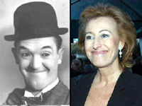 Dalle stelle alle stalle: la Moratti con Stan Laurel (cui chiediamo scusa) e con la sua (futura) degna erede, Mariastella Gelmini.