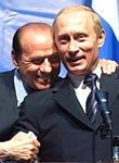 Per la serie "Una mano sporca l'altra e tutt'e due sporcano il viso": Silvio Berlusconi e Vladimir Putin.