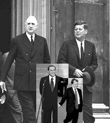 Le dimensioni del Berlusconi e del Brunetta paragonate a quelle di Charles De Gaulle. A destra, estremamente ingrandito, Giorgio Stracquadanio.