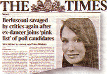 Per la serie "Minetticrazia": Nicole Minetti sulla prima pagina del Times.