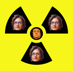 Per la serie "Inquinamento ambientale": Mariastella Gelmini irradiata sulla Scuola Pubblica da un atomo radioattivo. Forse di Stronzio.