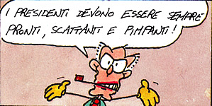 Sandro Pertini secondo Angese in "Quirinale Show", supplemento al n 23 de "L'Espresso" del 1985.
