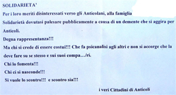 Il bigliettino dei falsi veri Cittadini di Anticoli. Cliccalo, se vuoi vederlo meglio!