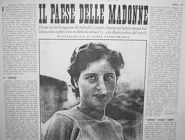 "Il Paese delle Madonne", corrispondenza da Anticoli Corrado di Luigi Cavicchioli - "Oggi", settembre 1955.