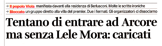 Titolo de "L'Unità" di lunedì 7 febbraio 2011)