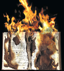 I roghi di Libri annunciano i roghi Umani (immagine tratta da "Segnalazioni")